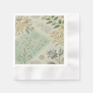 Serviette En Papier Design Motif Floral Argent