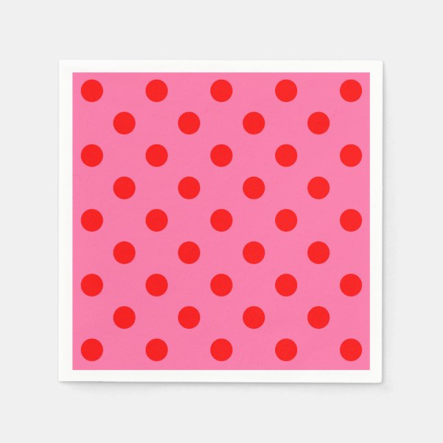 Serviette En Papier Design Pois rouge sur rose (Devant)
