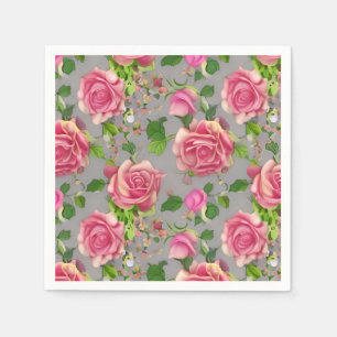 Serviette En Papier Design Rose de jardin de campagne français élégant