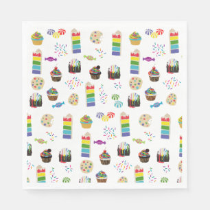 Serviette En Papier Desserts et Motif de gâteaux arc-en-ciel colorés