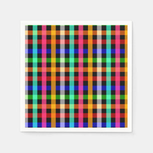Serviette En Papier Dessin à carreaux gingham coloré vibrant