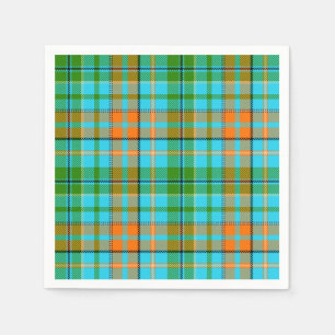 Serviette En Papier Dessin à carreaux Tartan bleu orange vert 