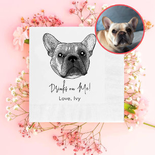Serviette En Papier Dessin à la main de Chien à Chien Français Personn