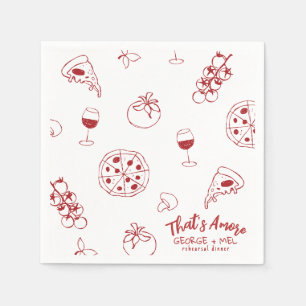 Serviette En Papier Dessin à la main Thats Amore Pizza Wine Dîner de r