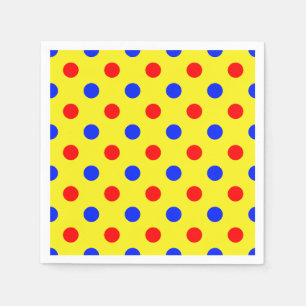 Serviette En Papier Dessin à pois jaunes rouges et bleus 