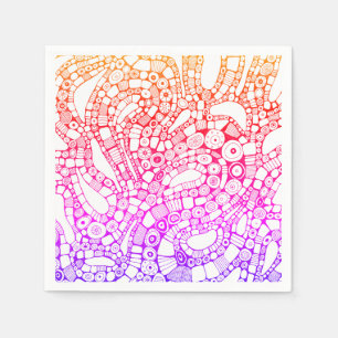 Serviette En Papier Dessin Abstrait Carré de Cercles Ondulés Multicolo