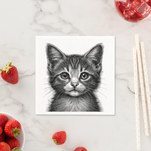 Serviette En Papier Dessin adorable de Young Cat