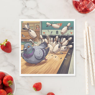 Serviette En Papier Dessin animé de pigeons drôles jouant au bowling s