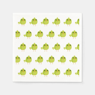 Serviette En Papier Dessin animé d'oiseau vert