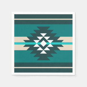 Serviette En Papier dessin aztèque de couleur turquoise
