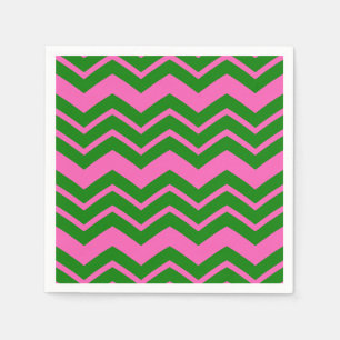Serviette En Papier Dessin chevron zigzag vert rose 