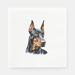 Serviette En Papier Dessin crayon couleur d'un Doberman Pinscher. Esse