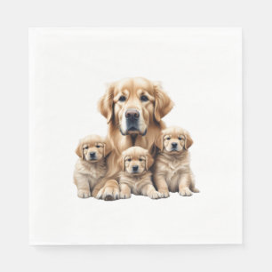 Serviette En Papier Dessin crayon couleur d'un Golden Retriever. Essen