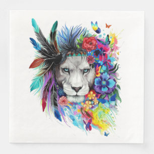 Serviette En Papier Dessin d'art tableau représentant le lion