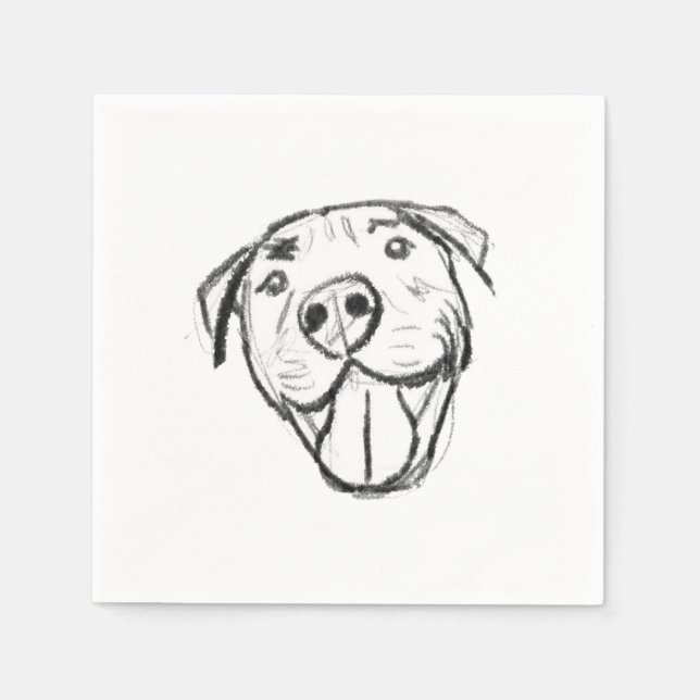 Serviette En Papier dessin de bulle simple amoureux de les chiens noir (Devant)