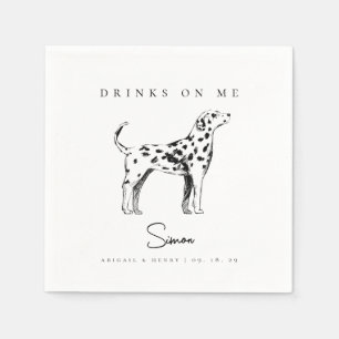 Serviette En Papier Dessin de chien dalmate Boissons sur moi Mariage a