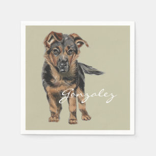 Serviette En Papier Dessin de chiot de berger allemand