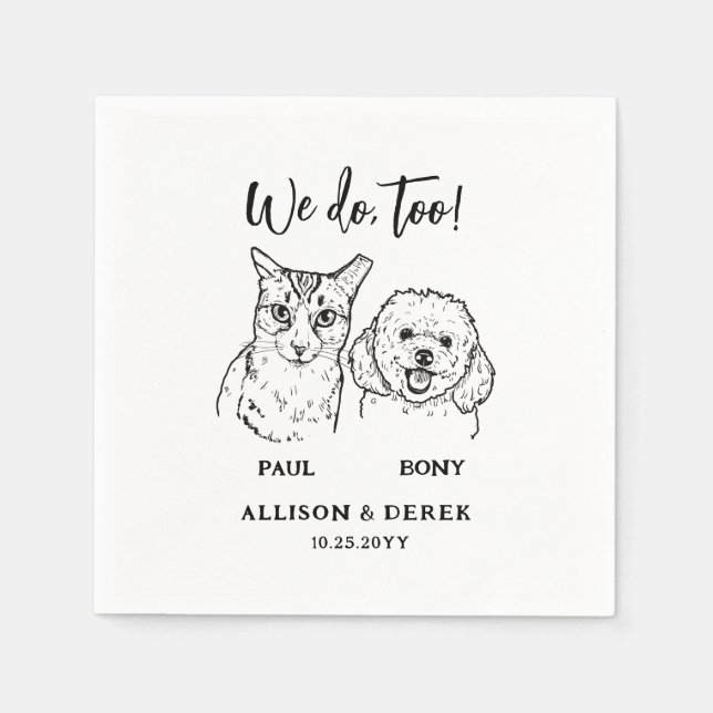 Serviette En Papier Dessin de Compagnon Mignon Personnalisé Mariage Ch (Devant)