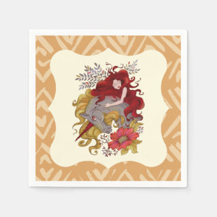 Serviette En Papier Dessin De Fleurs Douces Et Unicorne