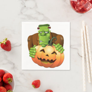 Serviette En Papier Dessin de Frankenstein Monster avec Citrouille