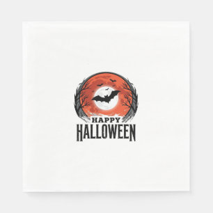 Serviette En Papier Dessin de gravure de chauve-souris de Halloween vi