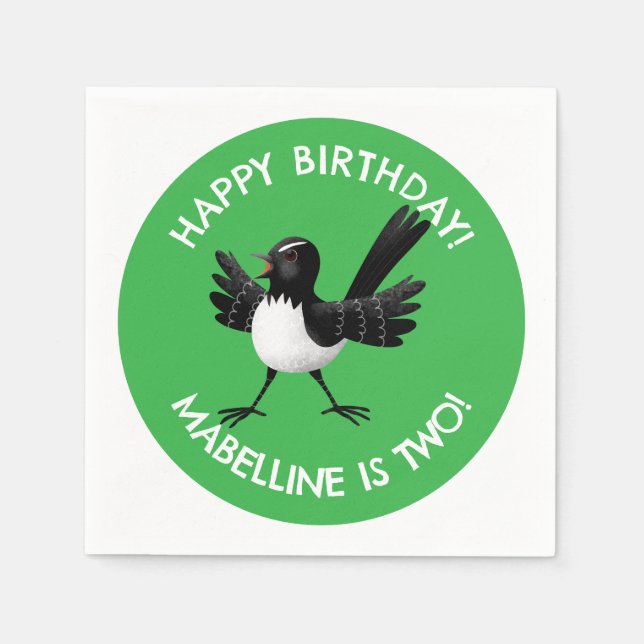 Serviette En Papier Dessin de l'Australien Willie Wagtail (Devant)