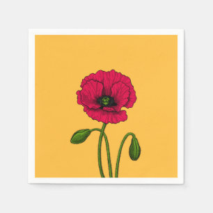 Serviette En Papier Dessin de pavot rouge