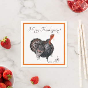 Serviette En Papier Dessin de Turquie Vintage bon thanksgiving