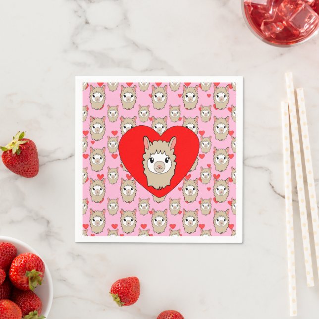 Serviette En Papier Dessin de visage de lama mignon (En situation)