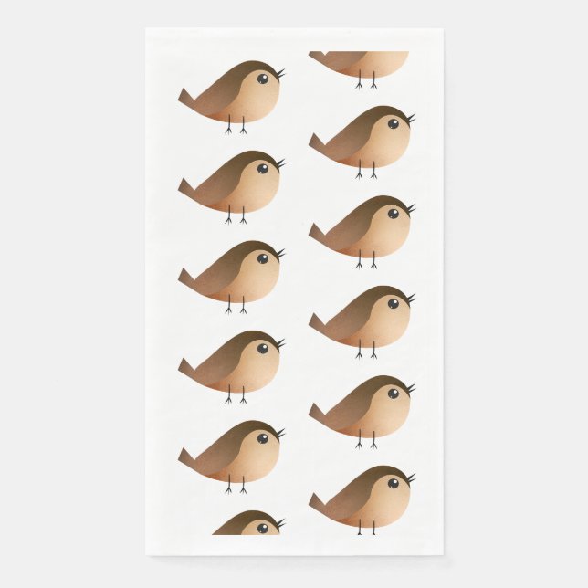 Serviette En Papier Dessin d'Oiseau de Bruant (Devant)