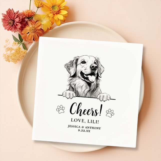Serviette En Papier Dessin d'or Retriever Chien Cheval personnalisé (Créateur téléchargé)