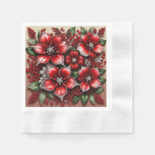 Serviette En Papier Dessin floral orné de gemmes complexes