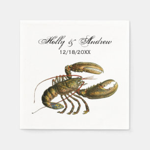 Serviette En Papier Dessin Homard Vintage #3