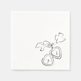 Serviette En Papier Dessin Mariage Dessin Personnalisé Cocktail Servie