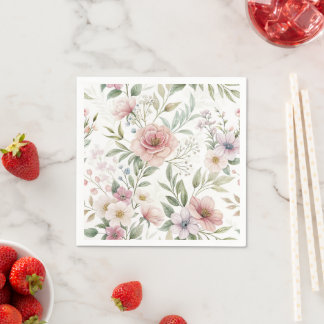 Serviette En Papier Dessin Motif Fleur Couleur Pastel