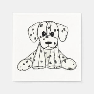 Serviette En Papier Dessin simple de contour de chien en peluche dalma