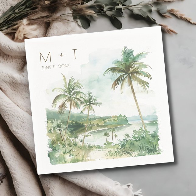 Serviette En Papier Destination Beach Wedding Reception  (Destination Beach Wedding Reception Napkins)