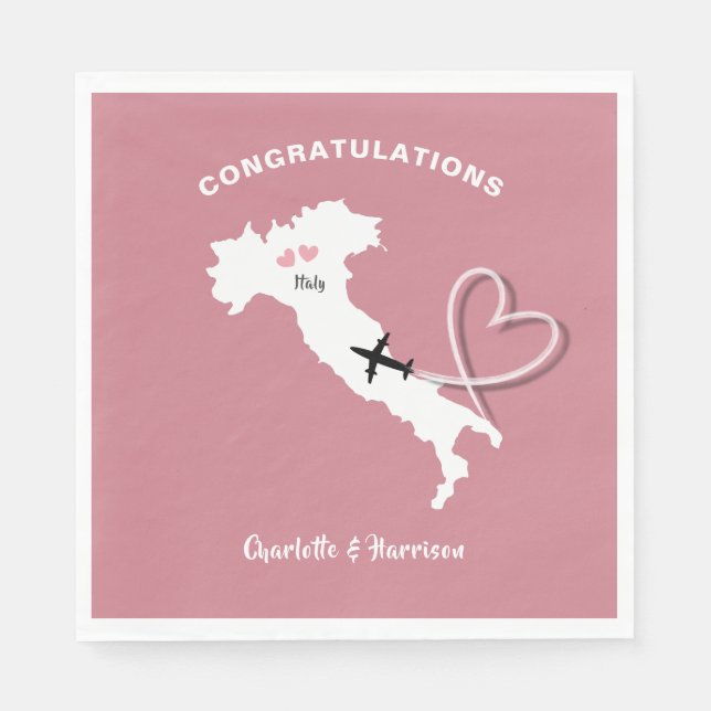 Serviette En Papier Destination Mariage Italie Europe Rose Gold (Devant)