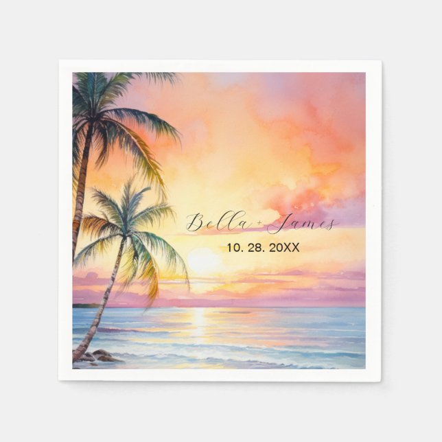Serviette En Papier Destination Sunset Beach Wedding (Devant)