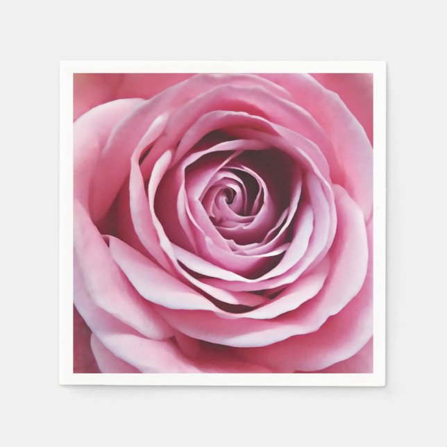 Serviette En Papier Détail rose bourgeon, conception florale naturelle (Devant)