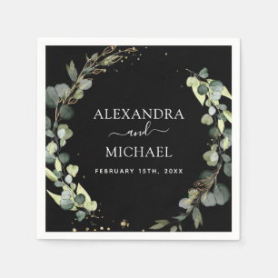 Serviette En Papier Détails du mariage Eucalyptus Vert Succulent