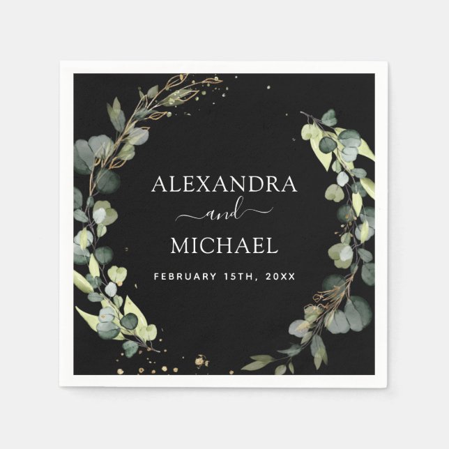 Serviette En Papier Détails du mariage Eucalyptus Vert Succulent (Devant)