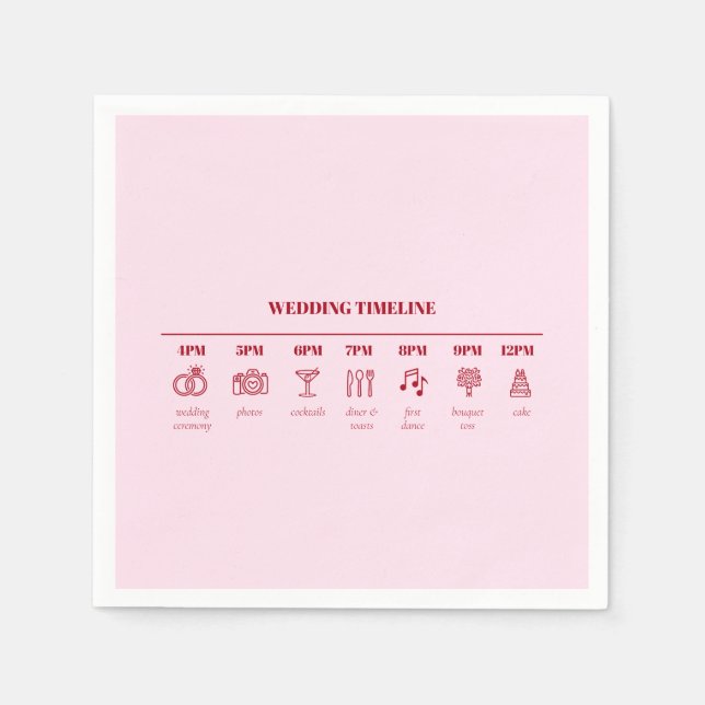 Serviette En Papier Détails minimaux du scénario Mariage rose moderne (Devant)