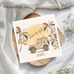 Serviette En Papier Deux animaux sauvages de la Jungle Safari 2e anniv