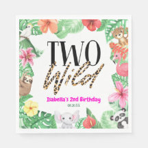 Deux animaux sauvages tropicaux fête du 2e anniver
