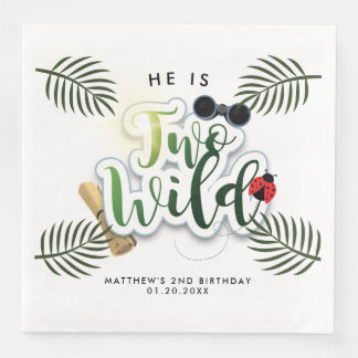 Serviette En Papier Deux anniversaire sauvage safari jungle tropical