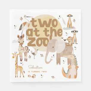 Serviette En Papier Deux au zoo safari animaux anniversaire de enfant