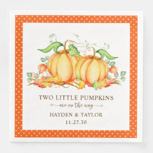 Serviette En Papier Deux Baby showers jumeaux Citrouille