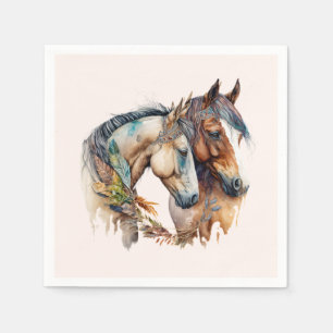 Serviette En Papier Deux beaux chevaux Boho occidental