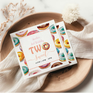 Serviette En Papier Deux beignets sucrés 2e fête d'anniversaire